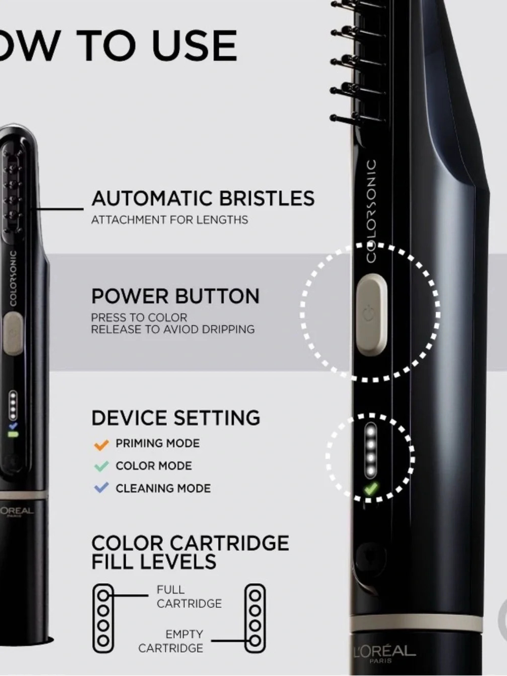 L'Oréal ColorSonic Hair Color Device – Black with Gold Trim